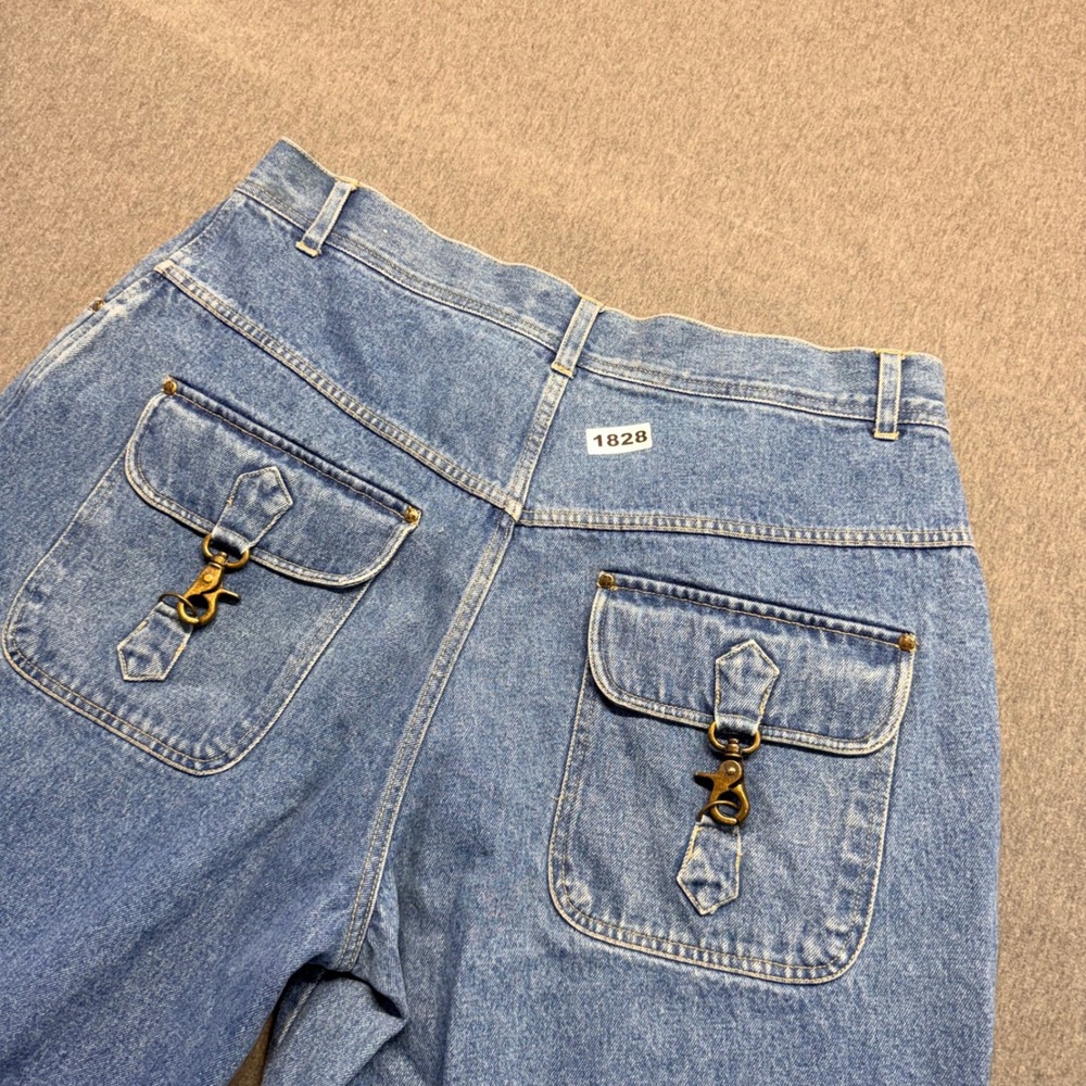 Results Mens Denim Shorts Size 40 Blue Cotton Lobster Claw Clasp Pockets Cargo